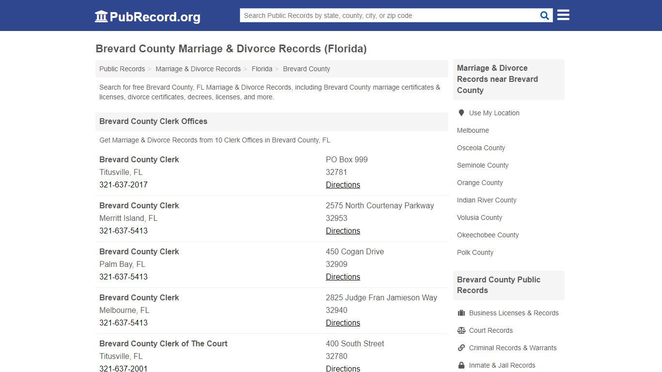 Free Brevard County Marriage & Divorce Records (Florida ...